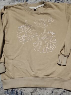 💘 Post Surf Beige Monstera Sand Crewneck Sweatshirt